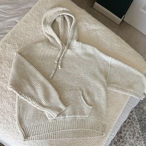 American Eagle Outfitters Cream Hooded Sweater